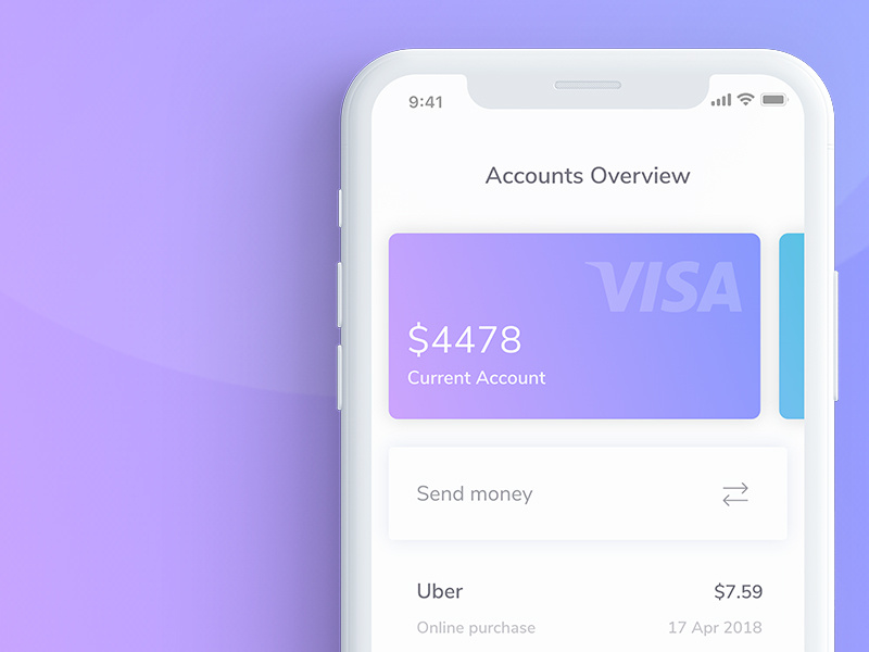 Mobile finance app - Visual exploration ux ui iphone x ios mobile cards savings transfer money profile bank fintech
