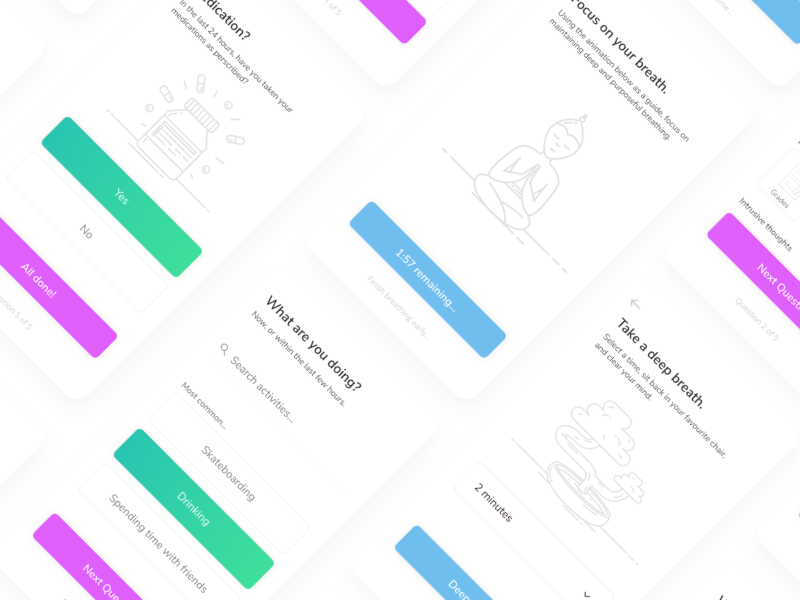 Check-in app illustration ux ui ios app check medical anxiety depression health mental