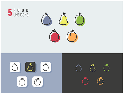 5 Food line icons healthy food icons illustration line icons