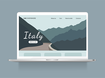 Landing page for renting car blue illustration italy landing landing page mountain mountains rent a car travelling vacation web web site