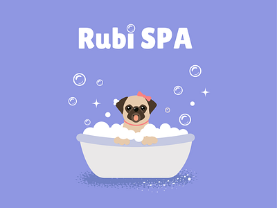 Personage, Dog Rubi bath design dog grooming grooming saloon illustration personage vector