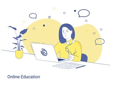 Online education education girl illustration on line online online education woman