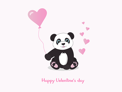 Panda with baloon baloon graphic design heart illustration love panda panda bear st valentines st valentines day st. valentines st. valentines day