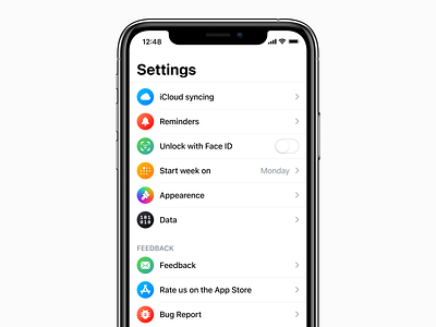 Settings app settings appstore bug report customization icons ios ios app product design settings settings ui ui design ux design