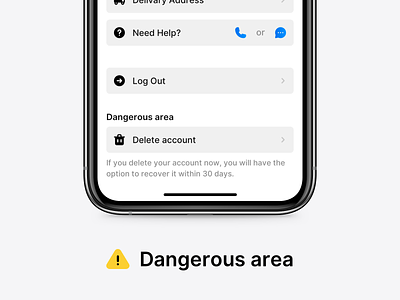 ⚠️ Dangerous area account settings app delete account ios app design settings store app ui ui design ux ux design