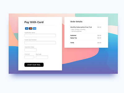 Daily UI #002 Credit Card Checkout checkout checkout form credit card credit card form gradient order payment