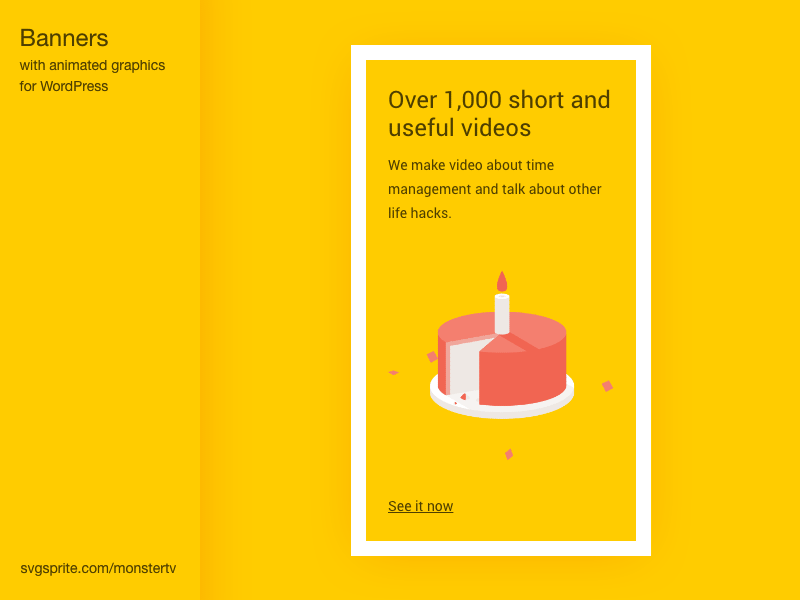 Youtube video creator animation banner cake motion svg widget wordpress youtube