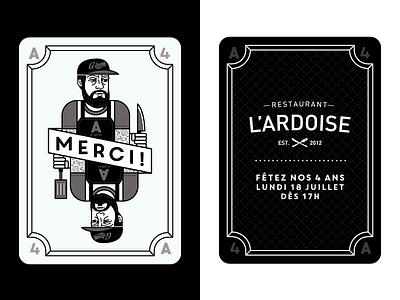 l'Ardoise playing card invitation character design illustration