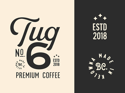 Tug6 Logo badge brand branding coffee design icon illustration logo typeface typography vector