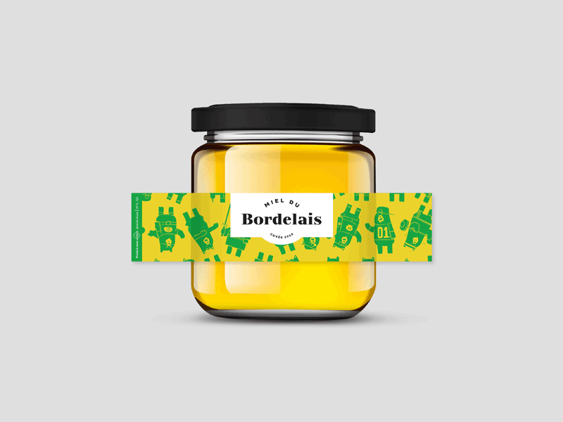Miel Bordelais Honey bear branding character design honey illustration packaging pattern vector