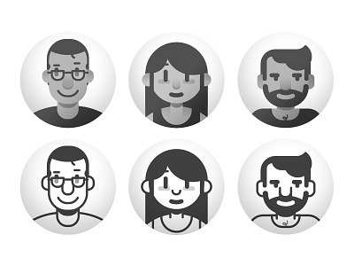 Flat or Stroke faces ? avatar character face illustration people team