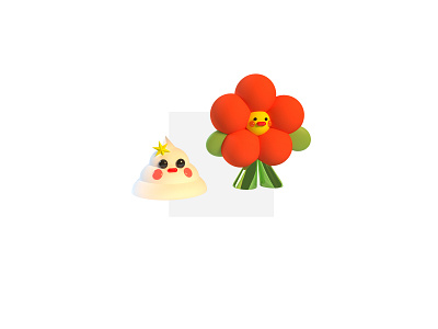 A Poo and his friend cute flower illustration poo