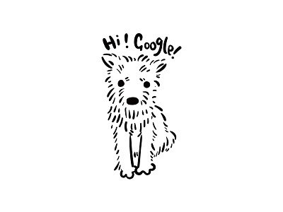 Hi! blackandwhite dog illustration