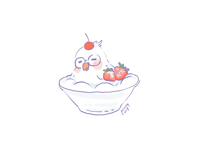 Ice Cream bird icecream illustration strawberry