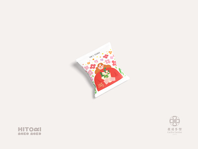 Teabag colorful drawing flowers illustration package design teabag