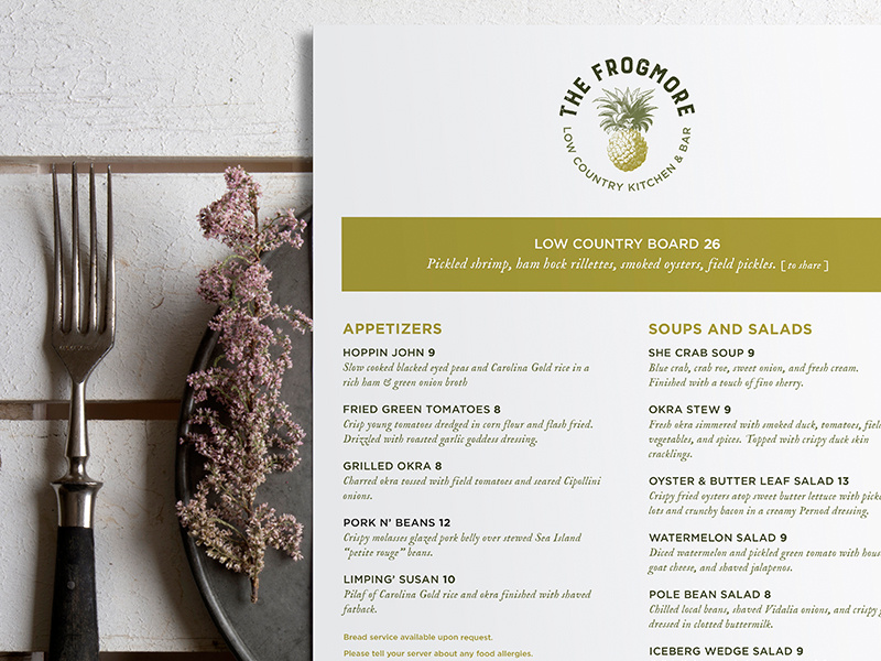 The Frogmore Menu Design by JSGD on Dribbble