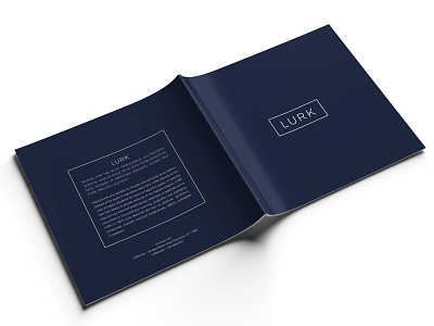 Lurk Brand Book book cover book design brand book layout navy