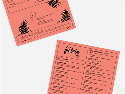 Fat Baby Menu Design branding menu restaurant sushi
