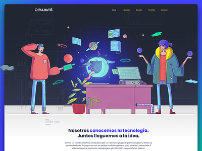 Onward - Site design character design illustration ui web design website