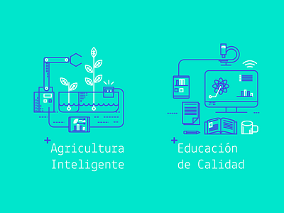 Agricultura y Educación apps illustration innovation line technology