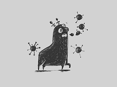 Burp black and white character doodle fun illustration