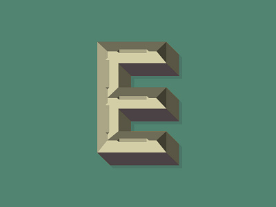 E Chamfered cap letterform typography