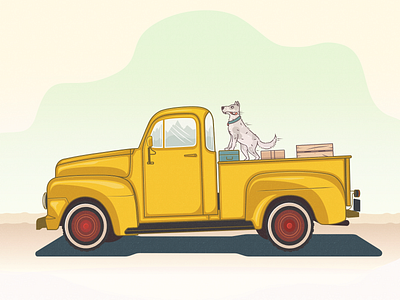 Pup in a Truck dog old truck truck vintage
