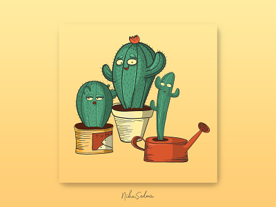 Character design: cactus cactus character design emoji graphic design hand drawn illustration mascot vector