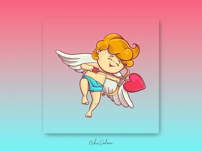 Valentine's vector: cupid character design cupid design emoji graphic design hand drawn illustration inlove logo love mascot ui vector