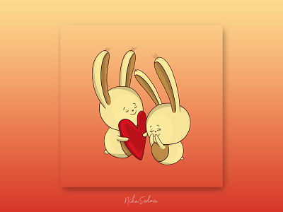 Valentie's vector: first love bunny character design design digital art emoji graphic design hand drawn illustration logo love mascot tender vector