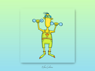 Illustration: strongman character design design emoji graphic design hand drawn illustration mascot vector