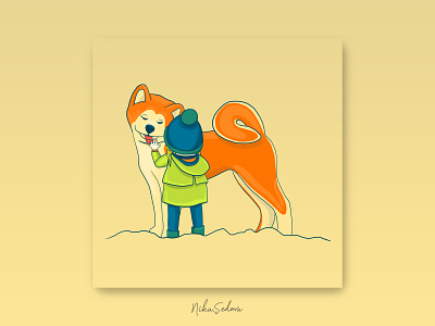 Illustration: love akita character design child design emoji graphic design hand drawn illustration love mascot pet vector