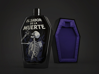 El Sabor de la Muerte horror illustration mexico packaging skeleton tequila
