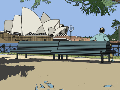 Sydney opera house design drawing illustration landscape