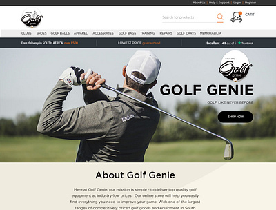 Golf Genie golf a golf accessories parrel website design wordpress