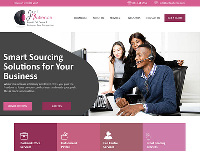 Just Patience call centre payroll website design wordpress