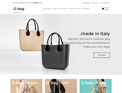 O bag bags ecommerce website design wordpress