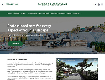 Outdoor Creations garden landscape swimming pool services website design wordpress