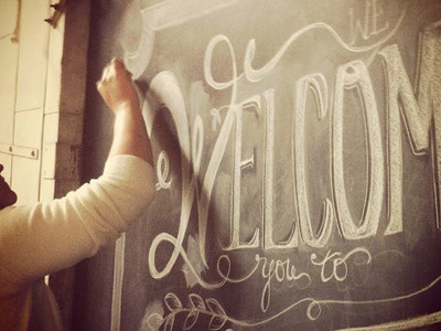 Welcome chalk chalkboard hand rendered hand rendering illustration lettering letters type typography welcome