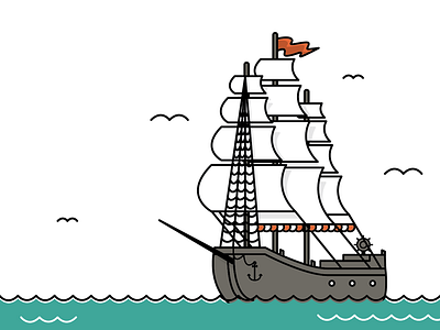 Ahoy! ahoy illustration ocean pirate ship vector