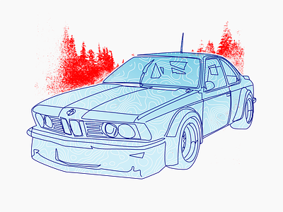 BMW auto bmw car color continuous hoonage illustration m6 racing screenprint