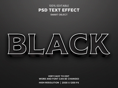 Black Editable 3D text effect