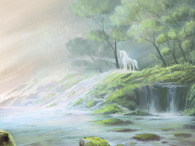 The Edge Of The World - Detail creature digitalpainting environment fantasy illustration painting unicorn