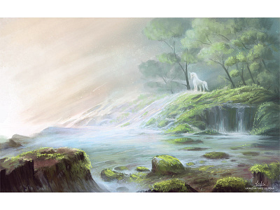The Edge Of The World creature digitalpainting environment fantasy illustration painting unicorn