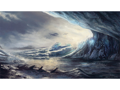 Ice Ice creature digitalpainting dragon environment fantasy ice illustration painting snow