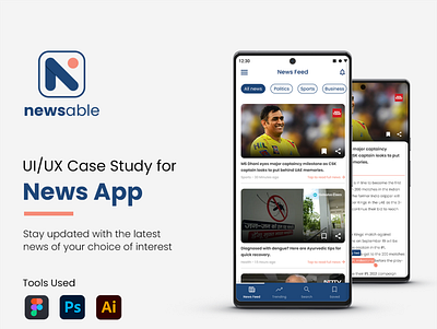 UX Case Study for News Reading App - Newsable andriod app app design graphic design mobile application ui uiux user experience ux ux design