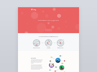 Aimy landing page aimy dreams flat goals header illustrations landingpage onepage scroll startup