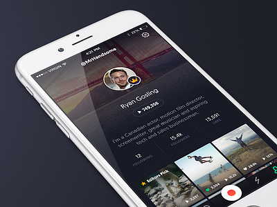 Channel Profile page app bio channel gosling iphone library mobile page profile shots user videos