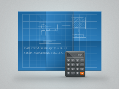 Blueprint with calculator