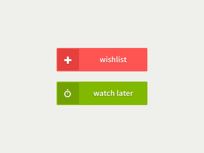 Flat interface buttons buttons clean flat green icons later red watch wishlist